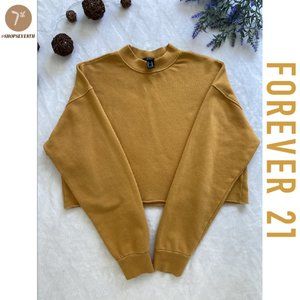 Forever 21 Mustard Yellow Oversized Crop Sweater